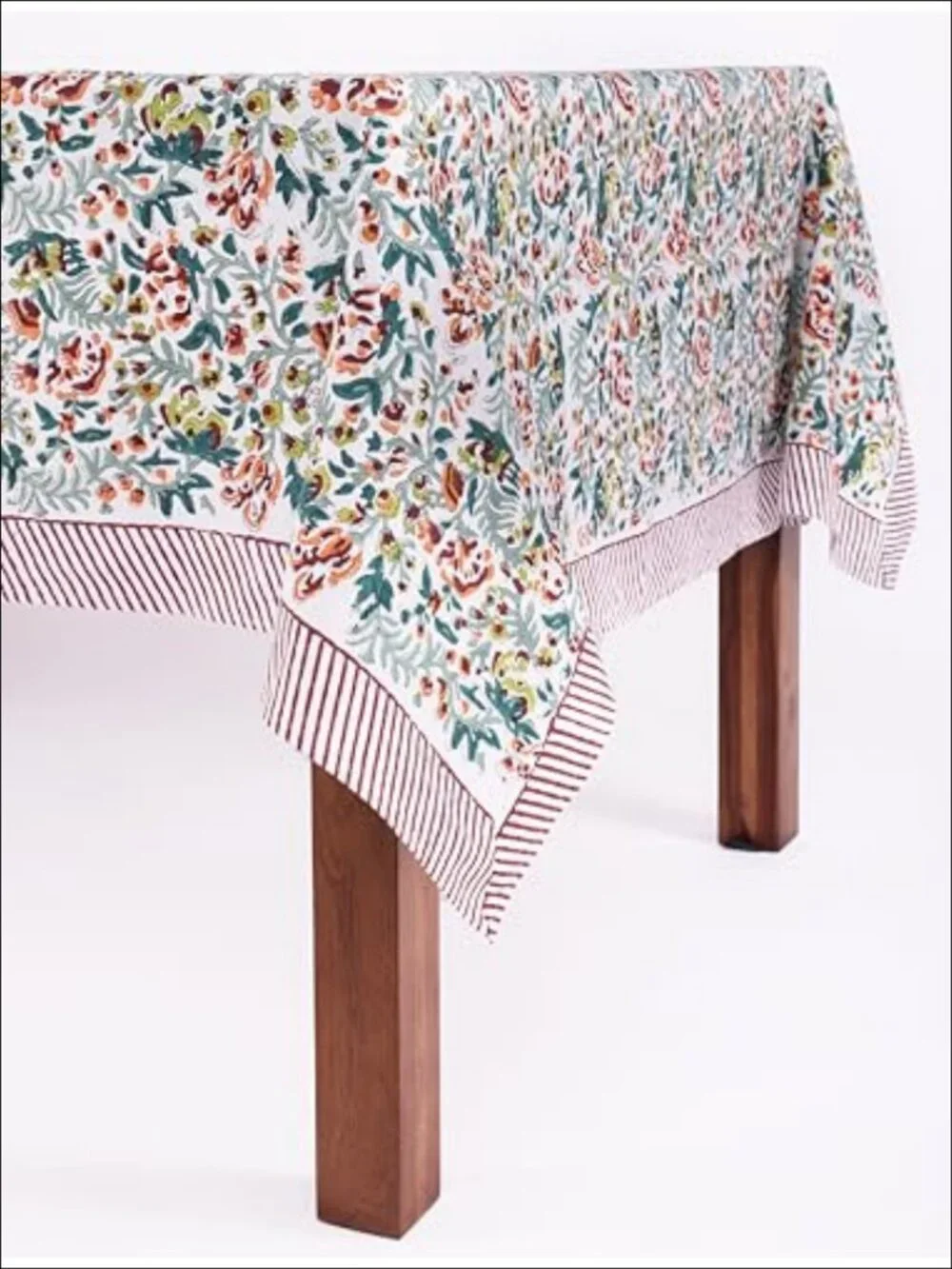Cotton Blockprint Rectangle Tablecloth 108x60 Floral Handmade Dining Cover